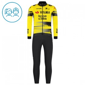 Kind Fietskleding (Fietsshirt Lange Mouw + Lange Koersbroek) 2025 Visma Lease A Bike - Geel