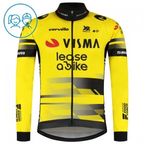 Kind Fietskleding (Fietsshirt Lange Mouw + Lange Koersbroek) 2025 Visma Lease A Bike - Geel