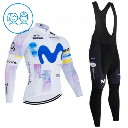 Kind Fietskleding (Fietsshirt Lange Mouw + Lange Koersbroek) 2026 Movistar Team - Wit Kind Fietskleding (Fietsshirt Lange Mouw + Lange Koersbroek) 2026 Movistar Team - Wit