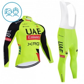 Kind Fietskleding (Fietsshirt Lange Mouw + Lange Koersbroek) 2026 UAE TEAM EMIRATES XRG - Geel