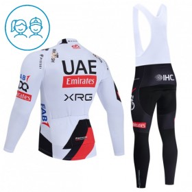 Kind Fietskleding (Fietsshirt Lange Mouw + Lange Koersbroek) 2026 UAE TEAM EMIRATES XRG - Wit
