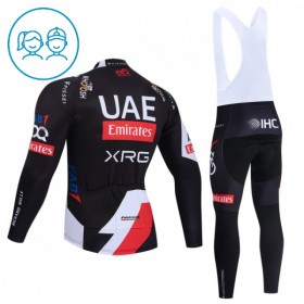 Kind Fietskleding (Fietsshirt Lange Mouw + Lange Koersbroek) 2026 UAE TEAM EMIRATES XRG - Zwart