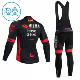 Kind Fietskleding (Fietsshirt Lange Mouw + Lange Koersbroek) 2026 Visma Lease A Bike - Zwart