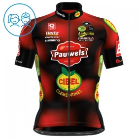 Kind Wielershirt 2025 Pauwels Sauzen Cibel Clementines - Rood