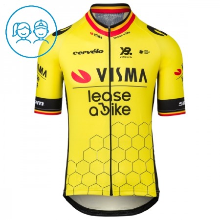 Kind Wielershirt 2025 Visma Lease A Bike Belgisch Kampioenschap - Geel Kind Wielershirt 2025 Visma Lease A Bike Belgisch Kampioenschap - Geel