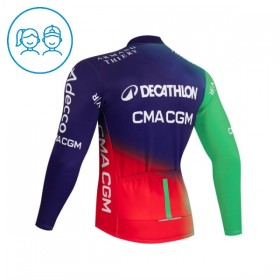 Kind Wielershirt 2026 Decathlon CMA CGM Lange Mouw - Blauw