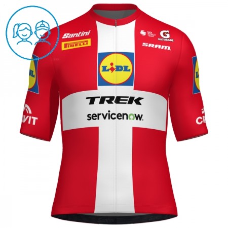 Kind Wielershirt 2026 Lidl-Trek Danish Champion - Rood Kind Wielershirt 2026 Lidl-Trek Danish Champion - Rood