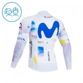 Kind Wielershirt 2026 Movistar Team Lange Mouw - Wit