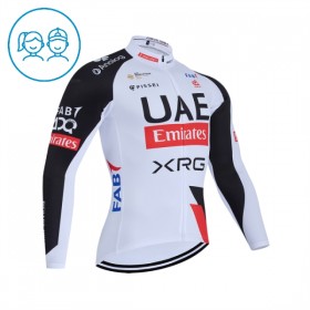 Kind Wielershirt 2026 UAE TEAM EMIRATES XRG Lange Mouw - Wit