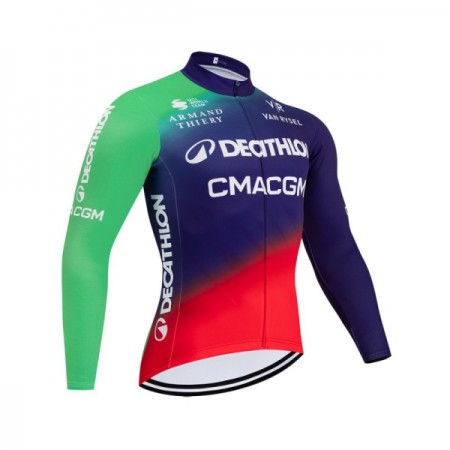 Wielershirt 2026 Decathlon CMA CGM Lange Mouw - Blauw Wielershirt 2026 Decathlon CMA CGM Lange Mouw - Blauw