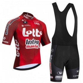 Fietskleding (Fietsshirt + Korte Koersbroek) 2026 Lotto Intermarche - Rood