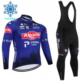 Fietskleding (Fietsshirt Lange Mouw + Lange Koersbroek) 2026 Alpecin Premier Tech Winter Thermal Fleece - Blauw