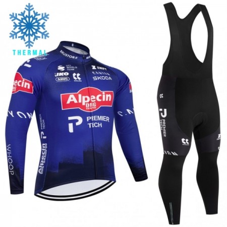 Fietskleding (Fietsshirt Lange Mouw + Lange Koersbroek) 2026 Alpecin Premier Tech Winter Thermal Fleece - Blauw