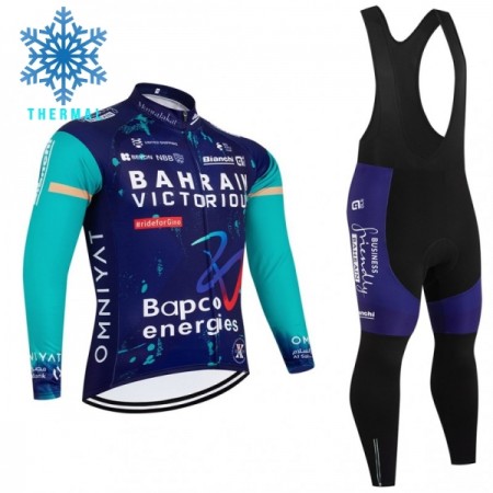 Fietskleding (Fietsshirt Lange Mouw + Lange Koersbroek) 2026 Bahrain Victorious Winter Thermal Fleece - Blauw Fietskleding (Fietsshirt Lange Mouw + Lange Koersbroek) 2026 Bahrain Victorious Winter Thermal Fleece - Blauw