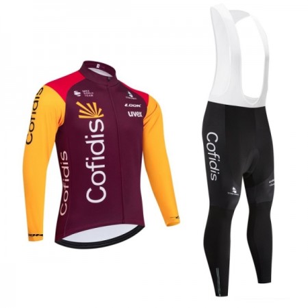 Fietskleding (Fietsshirt Lange Mouw + Lange Koersbroek) 2026 Cofidis - Rood