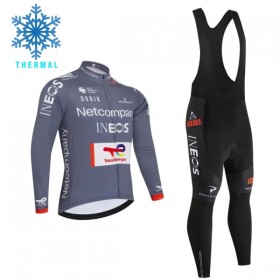 Fietskleding (Fietsshirt Lange Mouw + Lange Koersbroek) 2026 Netcompany Ineos Gray Version Winter Thermal Fleece