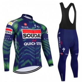 Fietskleding (Fietsshirt Lange Mouw + Lange Koersbroek) 2026 Soudal Quick Step - Blauw