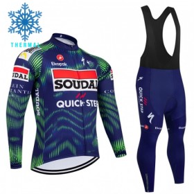 Fietskleding (Fietsshirt Lange Mouw + Lange Koersbroek) 2026 Soudal Quick Step Winter Thermal Fleece - Blauw