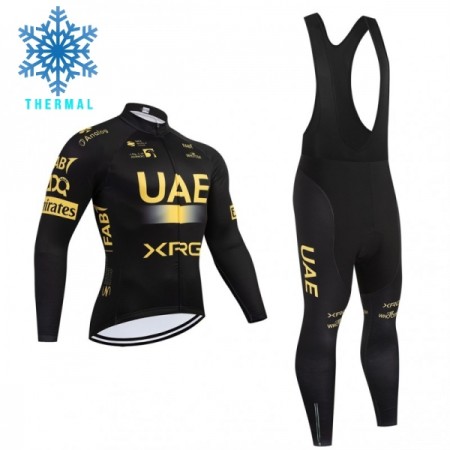Fietskleding (Fietsshirt Lange Mouw + Lange Koersbroek) 2026 UAE TEAM EMIRATES XRG Winter Thermal Fleece - Geel Fietskleding (Fietsshirt Lange Mouw + Lange Koersbroek) 2026 UAE TEAM EMIRATES XRG Winter Thermal Fleece - Geel