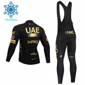 Fietskleding (Fietsshirt Lange Mouw + Lange Koersbroek) 2026 UAE TEAM EMIRATES XRG Winter Thermal Fleece - Geel
