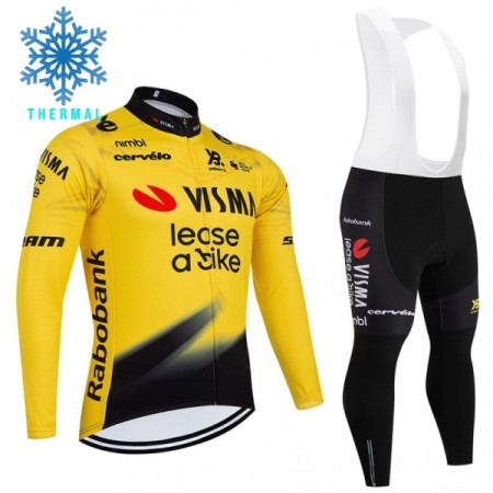 Fietskleding (Fietsshirt Lange Mouw + Lange Koersbroek) 2026 Visma Lease A Bike Winter Thermal Fleece - Geel Fietskleding (Fietsshirt Lange Mouw + Lange Koersbroek) 2026 Visma Lease A Bike Winter Thermal Fleece - Geel