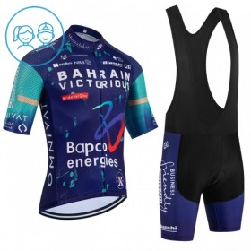 Kind Fietskleding (Fietsshirt + Korte Koersbroek) 2026 Bahrain Victorious - Blauw