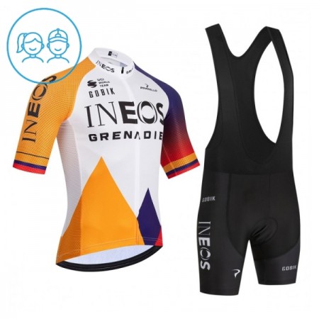 Kind Fietskleding (Fietsshirt + Korte Koersbroek) 2026 INEOS Grenadiers Colombia Champion - Wit