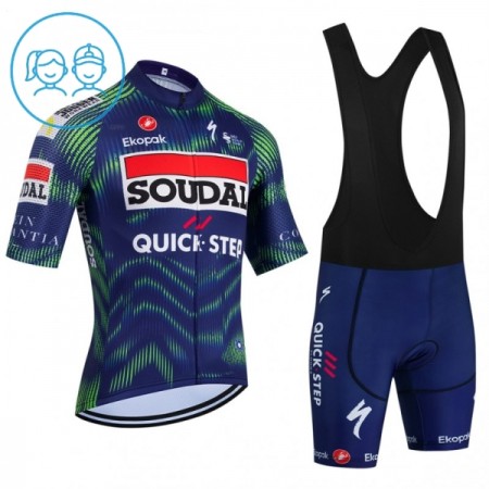 Kind Fietskleding (Fietsshirt + Korte Koersbroek) 2026 Soudal Quick Step - Blauw