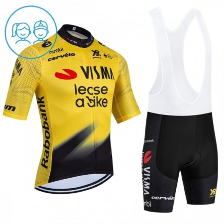 Kind Fietskleding (Fietsshirt + Korte Koersbroek) 2026 Visma Lease A Bike - Geel