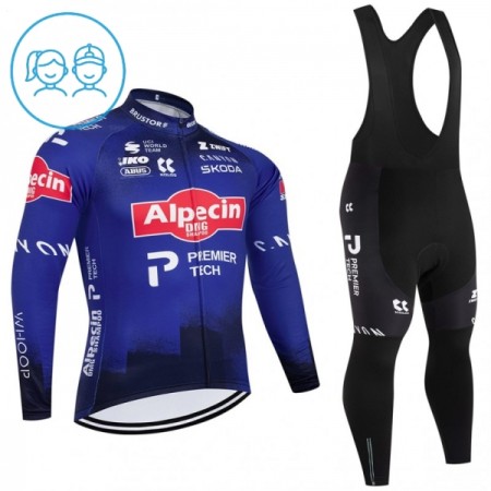 Kind Fietskleding (Fietsshirt Lange Mouw + Lange Koersbroek) 2026 Alpecin Premier Tech - Blauw Kind Fietskleding (Fietsshirt Lange Mouw + Lange Koersbroek) 2026 Alpecin Premier Tech - Blauw