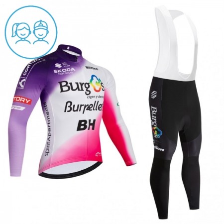 Kind Fietskleding (Fietsshirt Lange Mouw + Lange Koersbroek) 2026 Burgos Burpellet BH - Rood