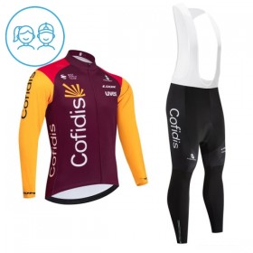 Kind Fietskleding (Fietsshirt Lange Mouw + Lange Koersbroek) 2026 Cofidis - Rood
