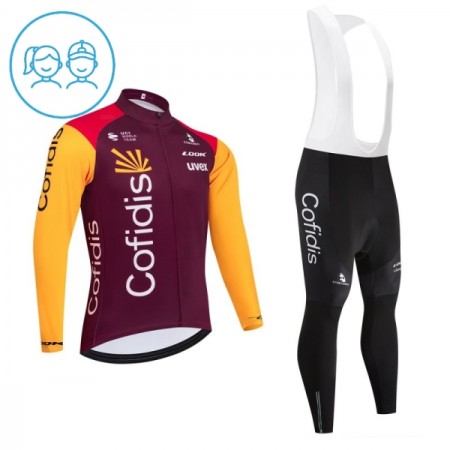 Kind Fietskleding (Fietsshirt Lange Mouw + Lange Koersbroek) 2026 Cofidis - Rood