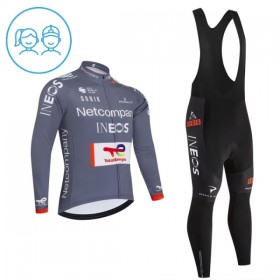 Kind Fietskleding (Fietsshirt Lange Mouw + Lange Koersbroek) 2026 Netcompany Ineos Gray Version