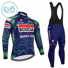 Kind Fietskleding (Fietsshirt Lange Mouw + Lange Koersbroek) 2026 Soudal Quick Step - Blauw
