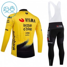 Kind Fietskleding (Fietsshirt Lange Mouw + Lange Koersbroek) 2026 Visma Lease A Bike - Geel