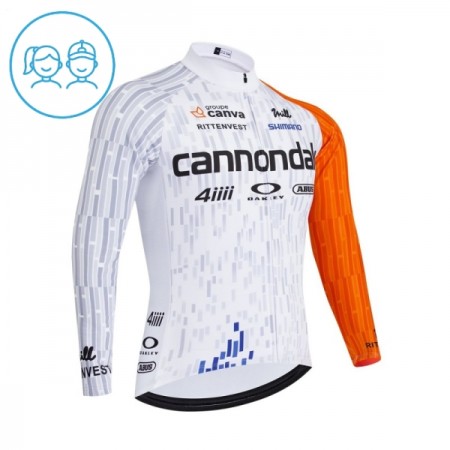 Kind Wielershirt 2026 Cannondale Lange Mouw - Wit Kind Wielershirt 2026 Cannondale Lange Mouw - Wit