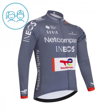 Kind Wielershirt 2026 Netcompany Ineos Gray Version Lange Mouw Kind Wielershirt 2026 Netcompany Ineos Gray Version Lange Mouw