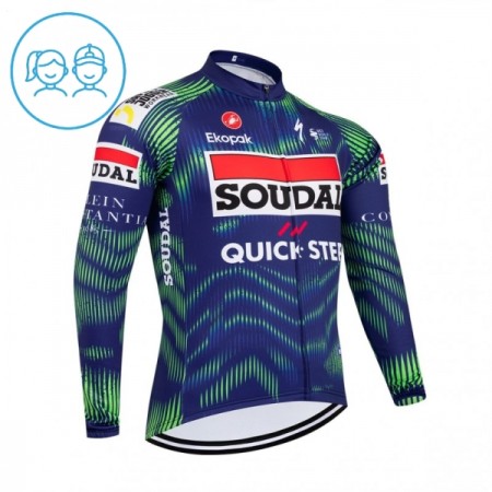 Kind Wielershirt 2026 Soudal Quick Step Lange Mouw - Blauw Kind Wielershirt 2026 Soudal Quick Step Lange Mouw - Blauw