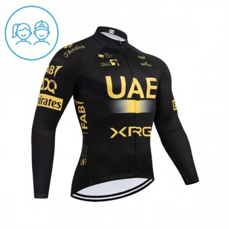 Kind Wielershirt 2026 UAE TEAM EMIRATES XRG Lange Mouw - Geel