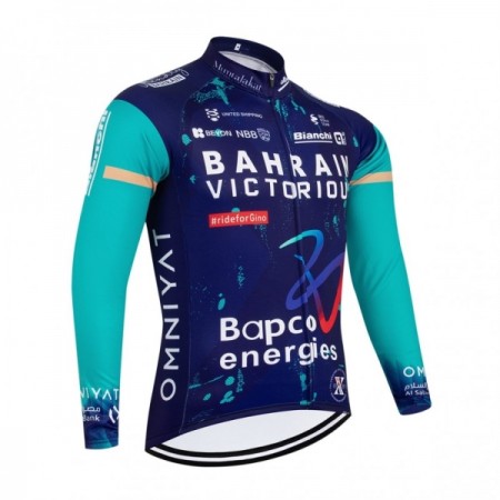 Wielershirt 2026 Bahrain Victorious Lange Mouw - Blauw Wielershirt 2026 Bahrain Victorious Lange Mouw - Blauw