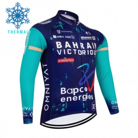 Wielershirt 2026 Bahrain Victorious Winter Thermal Fleece - Blauw