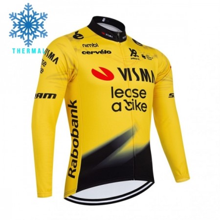 Wielershirt 2026 Visma Lease A Bike Winter Thermal Fleece - Geel